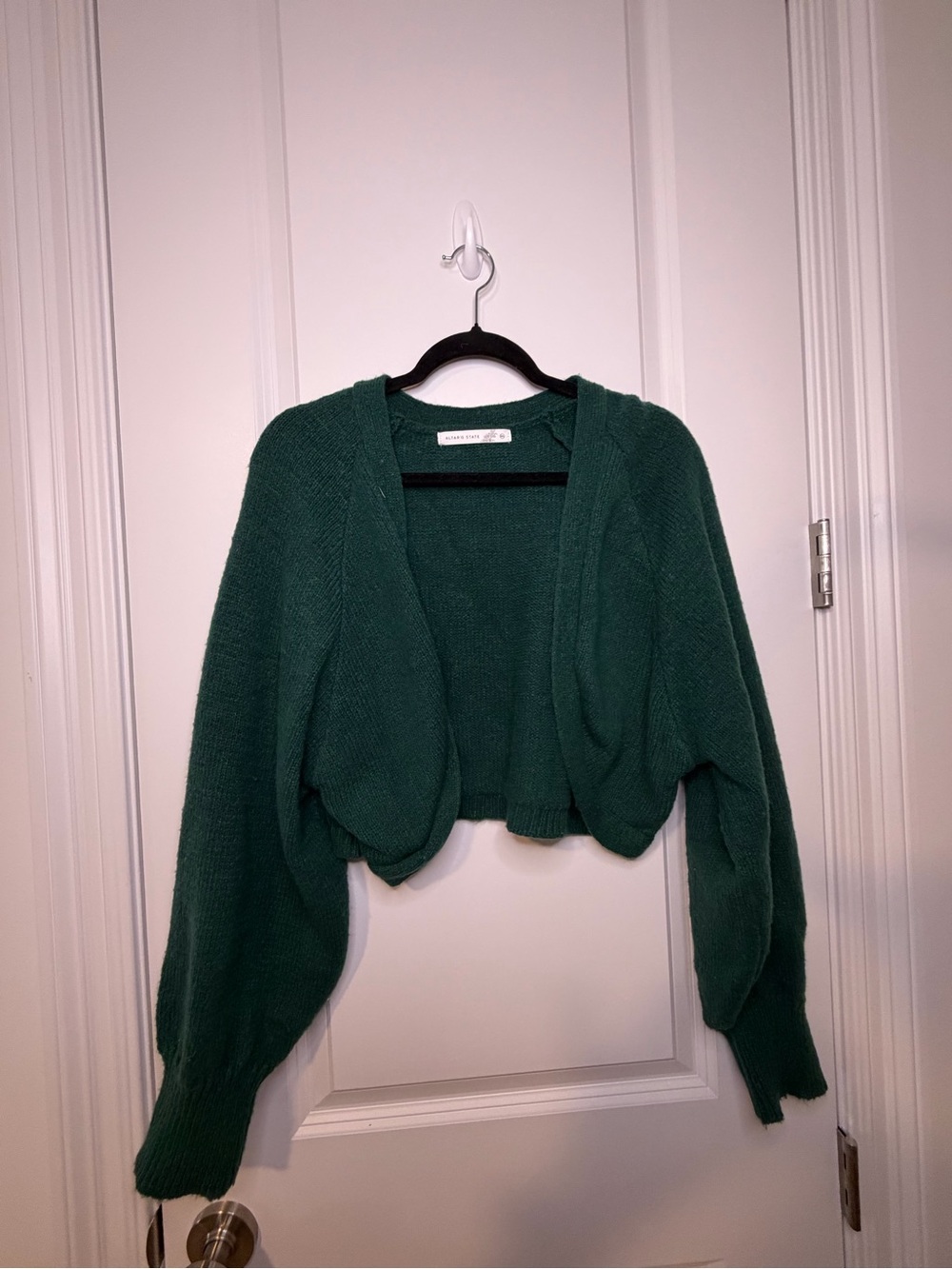 Altar'd State Deep Green Cropped Open Cardigan Fall Boots